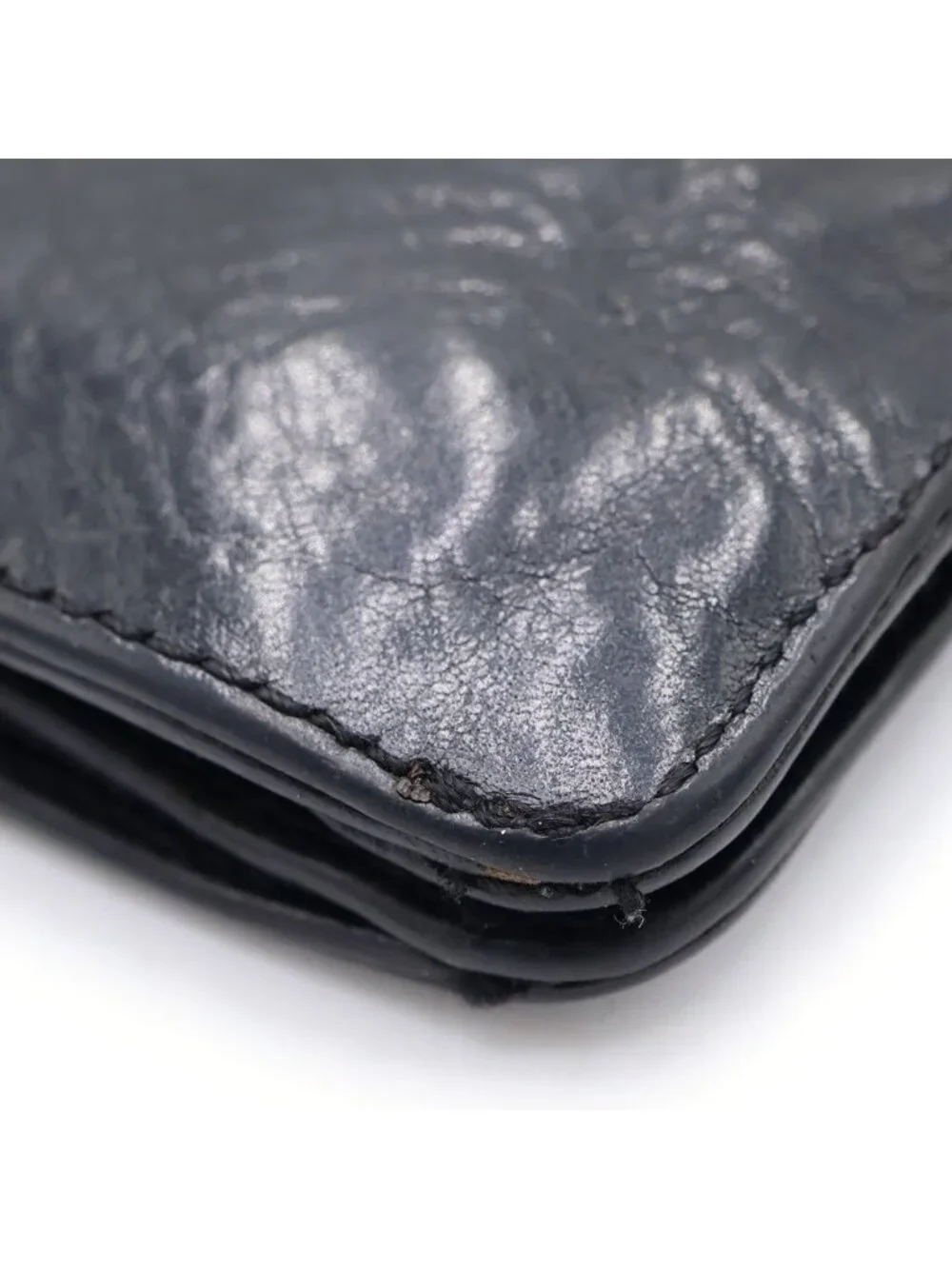 Chrome Hearts BS Flare Ball Button Leather Wallet Black
